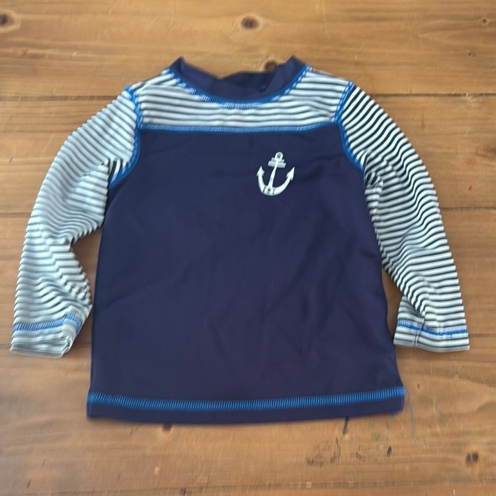 Cat and jack 18 months swim‎ Navy and Striped Long Sleeve Shirt with Anchor